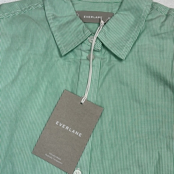 NWT Everlane Silky Cotton Relaxed Striped Button Down Oxford Womens Shirt Size 0 - Picture 8 of 10